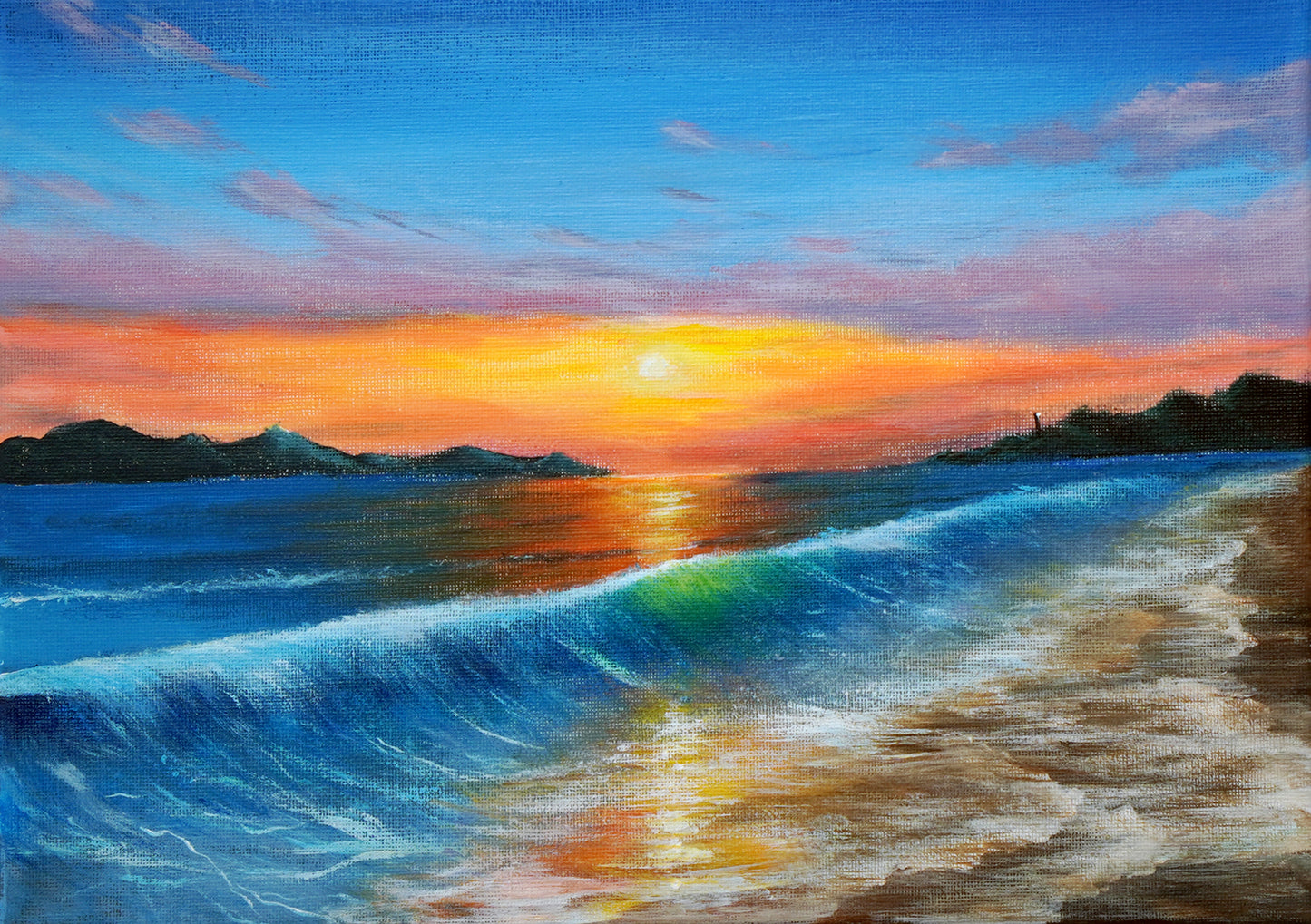 朝日と海の風景 - 330 × 240mm - M1