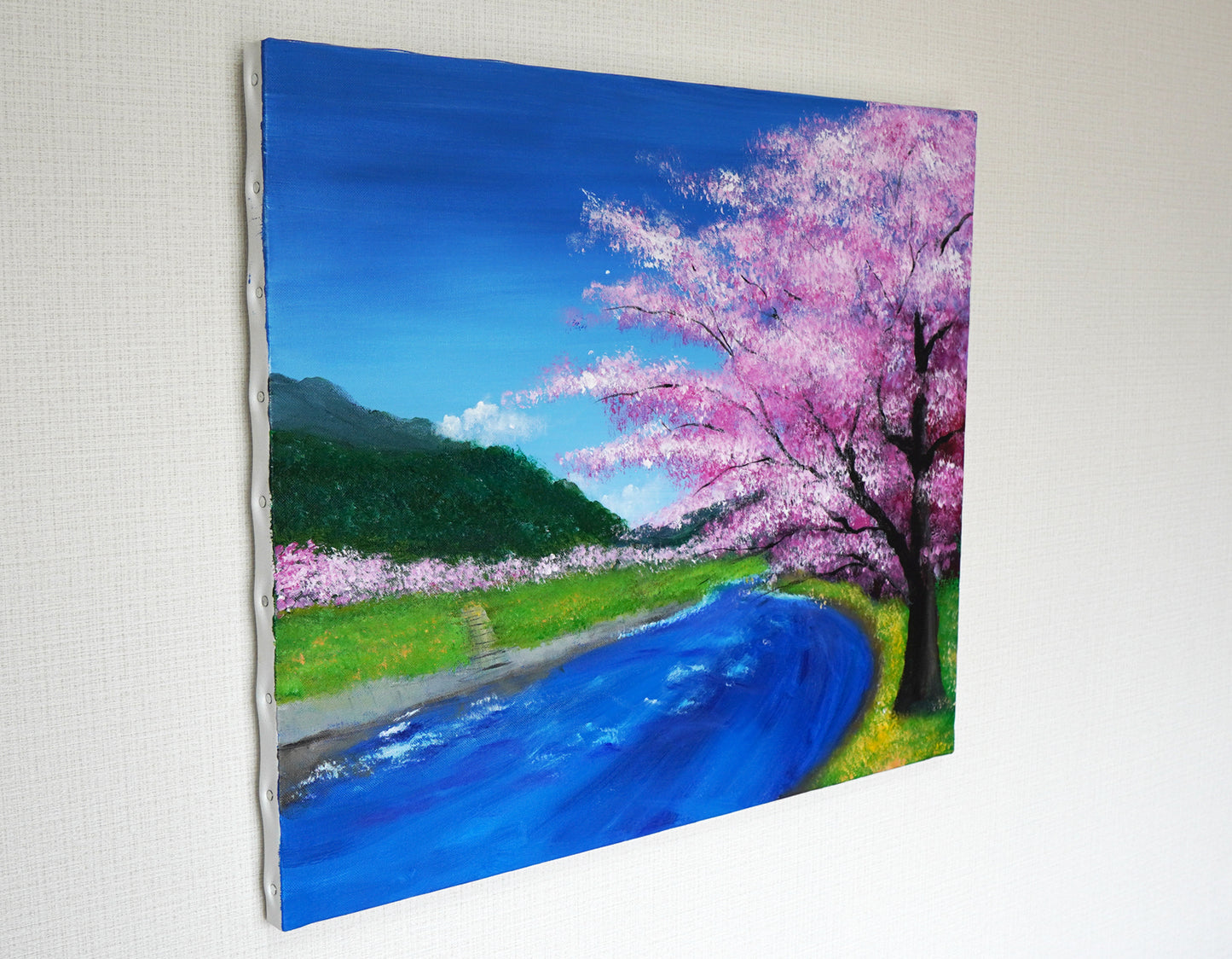 桜と川の風景 - 530 × 455mm - L8