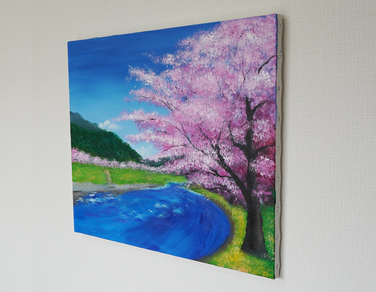 桜と川の風景 - 530 × 455mm - L8