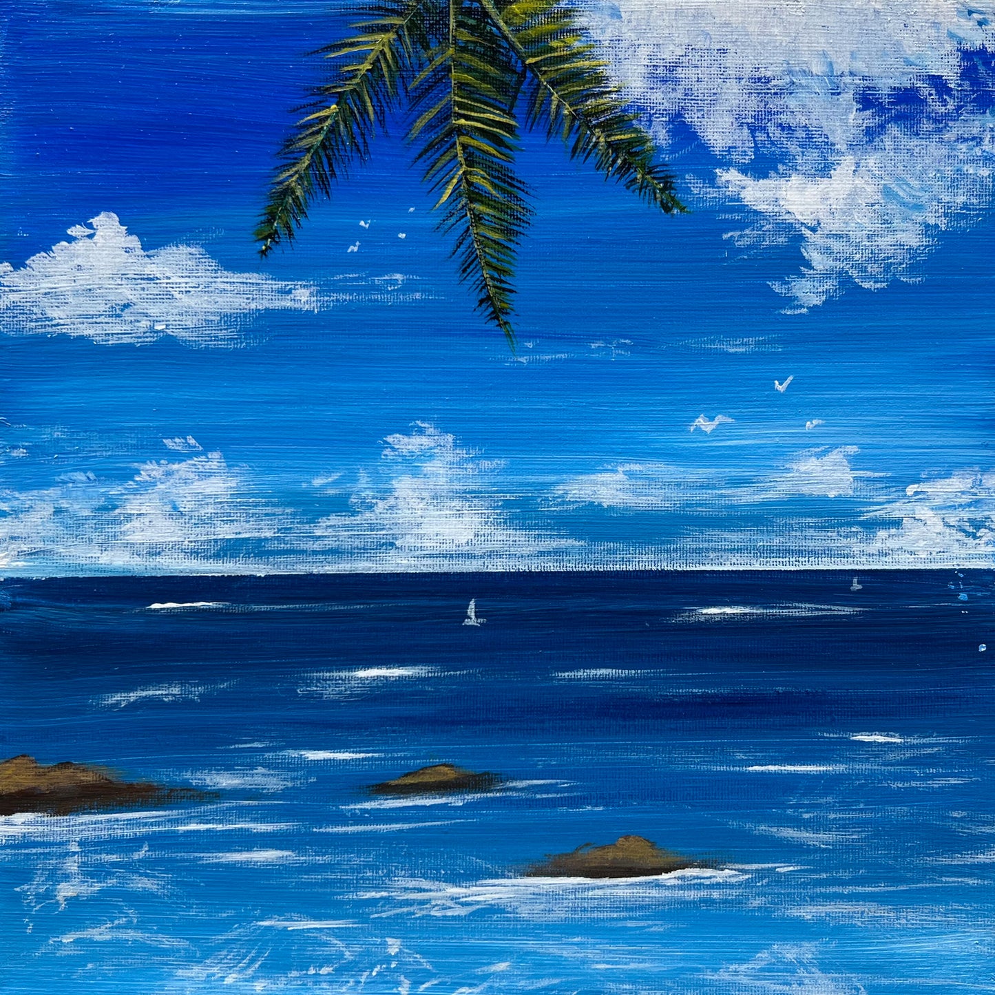 ヤシの木と海 - 250 × 250mm - S46