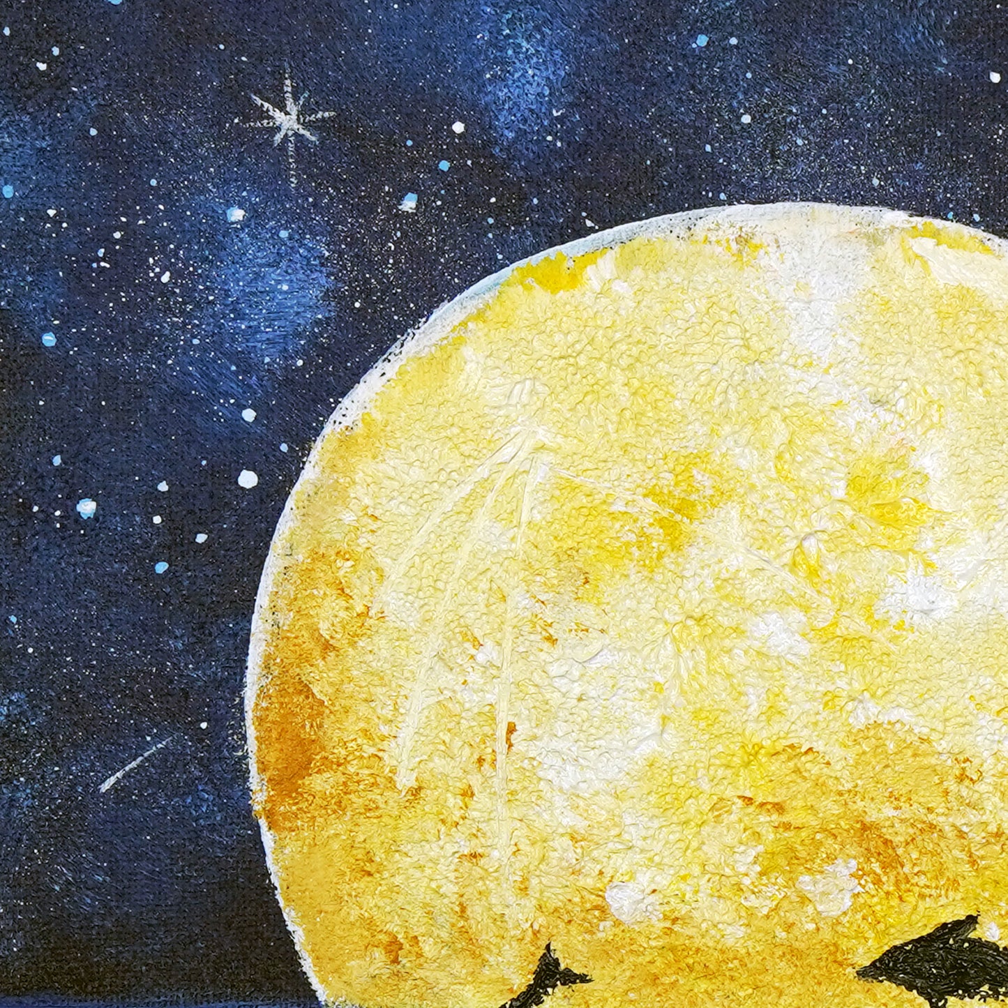 Full moon and dolphins - 10×10