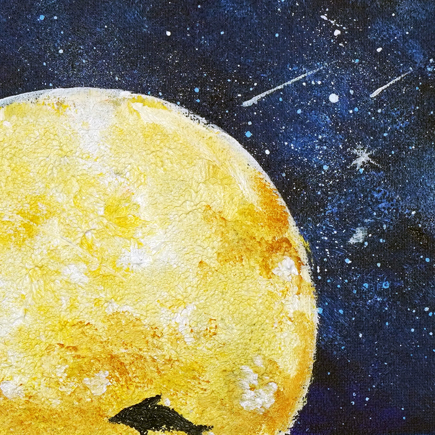 Full moon and dolphins - 10×10