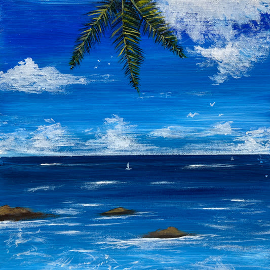 ヤシの木と海 - 250 × 250mm - S46